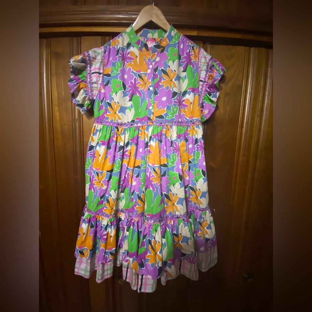 CeliaB Floral Tiered Mini Dress in Pink, Yellow & Green - Picture 2 of 13